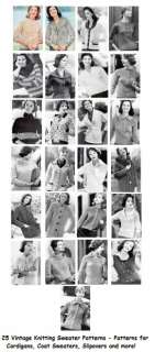 25 Vintage Sweaters Knitting Patterns   Patterns for Coats, Cardigans 