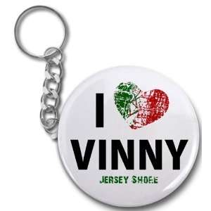  I HEART VINNY Jersey Shore Fan 2.25 Button Style Key Chain 
