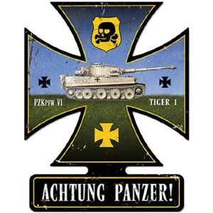  Achtung Panzer Iron Cross Metal Sign: Home & Kitchen