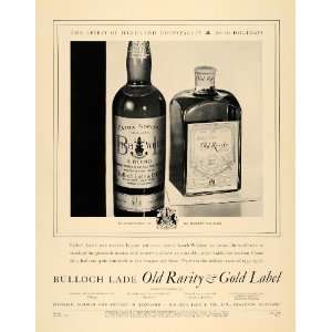  1936 Ad Bulloch Lade Old Rarity & Gold Label Whiskey 
