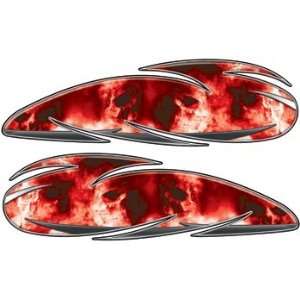  Custom Motorcycle Gas Tank Graphics With Red Skulls   4.5 