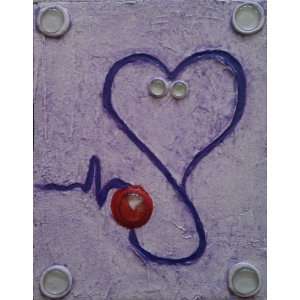  Contemporary Textured Purple Stethoscope in Heart Shape with Glass 