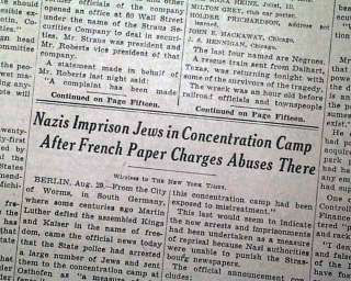 Early JEWISH CONCENTRATION CAMP Jews 1933 Old Newspaper  