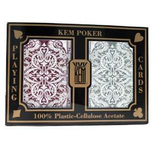   Burgandy Green Poker Size Jumbo Index Playing Cards