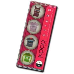   iPop Clicks KOCOs T Shirts Clicks 4 Pack Magnet Set: Office Products