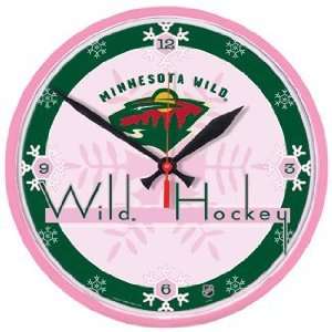  NHL Minnesota Wild Clock   Pink Style: Home & Kitchen