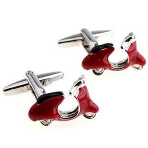   TIME BIG SALE   Red Scooter Novelty Work Party Prom Wedding Cufflinks