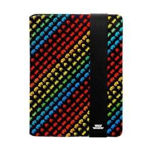SPACE INVADERS iPAD 2 NUBUK STANDING BOOK CASE BLACK&COLOUR