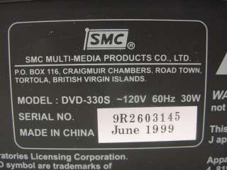 SMC DVD 330S Region Free Codefree DVD Player NTSC PAL  