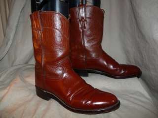 Vintage JUSTIN #3802 Mens 9C Brown Leather Cowboy Western Boots Made 