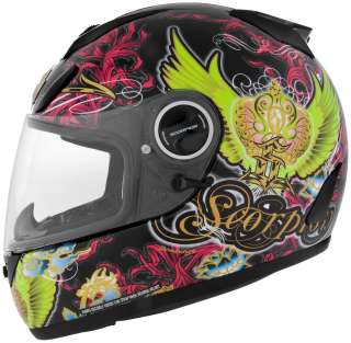 Womens Scorpion Exo 750 Kingdom Black/Green Motorcycle Helmet XS,S,M 