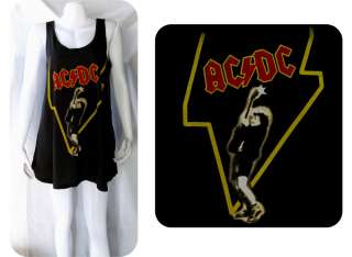 AC/DC Heavy Metal Rock Band WOMEN T SHIRT DRESS TOP M L  