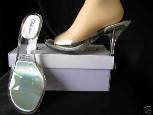 Womens clear slide on high heel dress shoes size 6 1/2  