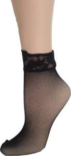 Womens Ladies Black Lace Nylon Ankle Socks Size 9 11  