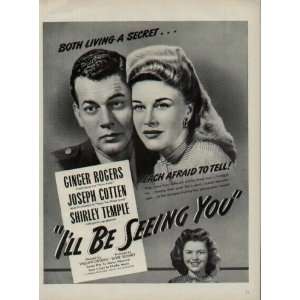 Movie Ad, ILL BE SEEING YOU, featuring Ginger Rogers, Joseph Cotten 