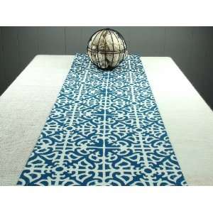  Modern Blue Table Runner 108 inch long, Blue Tablecloth 