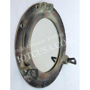   HANDTOOLED HANDCRAFTED ALUMINUM PORTHOLE WITH MIRROR