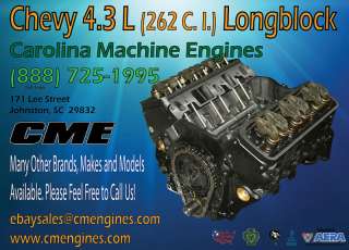 Rebuilt Chevrolet 262 Longblock Crate Engine 4.3 Chevy  