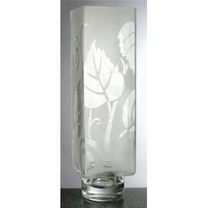  Square Etched Leaves Glass Vase: Home & Kitchen