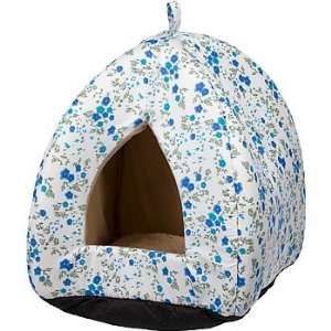   Pyramid Cat Bed in Blue Floral, 14 L X 14 L X 17 