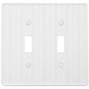   Weave White   2 Toggle Wallplate   CLEARANCE SALE