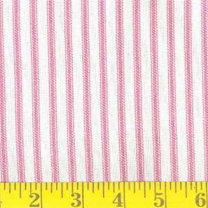 54 Wide Ticking Stripe Pink/White Fabric By The Yard:  