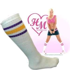  Holly Madison Skater Socks White w/ Purple & Yellow 