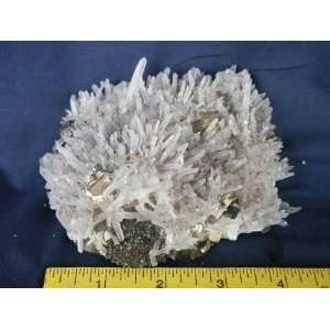 Iron Pyrite on Quartz Crystal Cluster, 8.37.5