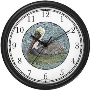   Brown Pelican Wall Clock by WatchBuddy Timepieces (White Frame) Home
