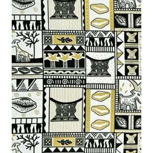  African Fancy Print Hieroglyphs On White Fabric: Arts 