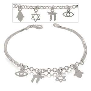   Charm Bracelet Silver W/ Chai & Hamsa New GEMaffair Jewelry