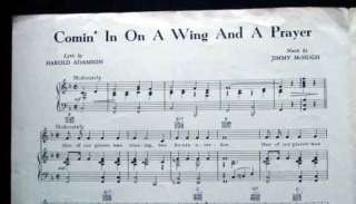 Sheet Music, Comin In On a Wing and a Prayer  