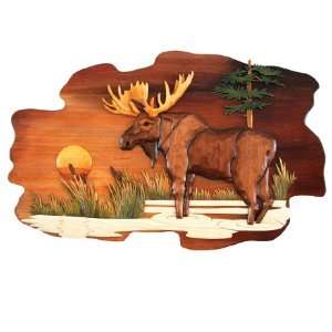  Moose in Lake Wood Art
