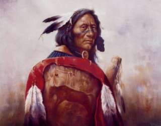 RED BUFFALO SHIELD: 10x8 In Native American Theme Print  