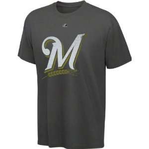  Milwaukee Brewers Heathered Charcoal Majestic Two Bagger T 