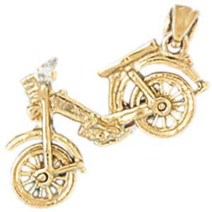  14kt Yellow Gold 3 D Moped Pendant: Jewelry