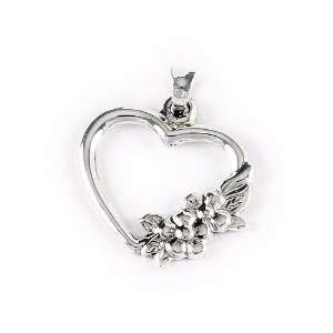  Open Heart Flower Pendant Charm Jewelry