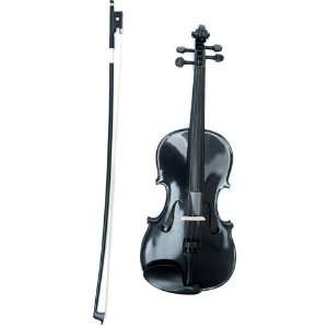  Metallic Black Violin 3/4 Full Size, Black Violin Case 
