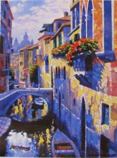 VENICE   ALONG THE CANAL   HOWARD BEHRENS  ARTIST EMBELLISHED CANVAS 