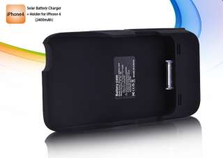 iPhone 4 Solar Battery Charger + Holder (2400mAh)  