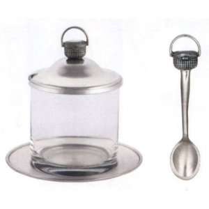    Woodbury Pewter Basket Knob Jam Jar Set   4pc: Kitchen & Dining