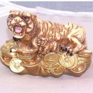 Chinese Zodiac Tiger on Oriental Coins Figurine
