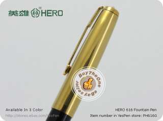 Early HERO 616 Fountain Pens Gold Cap Hooded Nib Black  