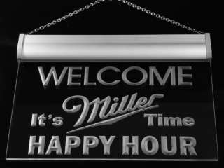 646 b Welcome Miller Time Happy Hour Bar Neon Sign Gift  