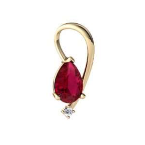  14K Yellow Gold Pear Created Ruby Pendant: Jewelry