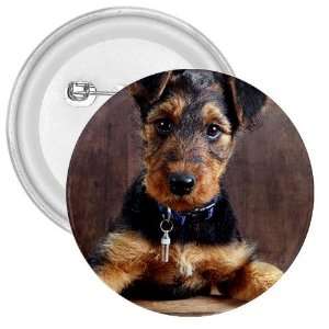  Airedale Terrier Puppy Dog 3in Button E0003 Everything 