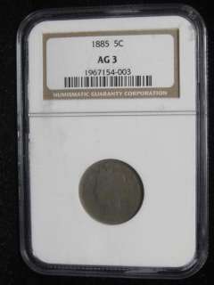 1885 V Liberty Nickel NGC AG 3  