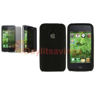 Black Silicone Case Cover+Privacy Guard for iPhone 3 G 3GS OS New 