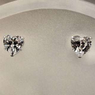 6mm Russian Ice CZ Heart Cut Stud Earrings 925 Silver  