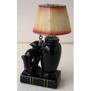   Figural Fluid Cat with Red Shade Table Lighter